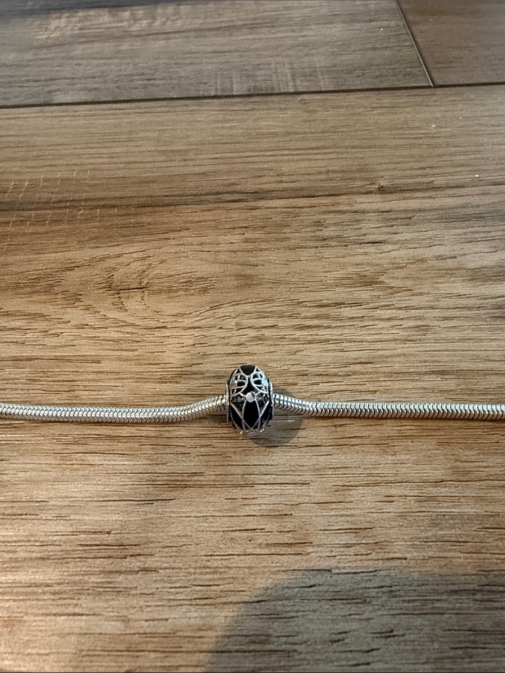 Sterling Silver Black Enamel Bead for Bracelets